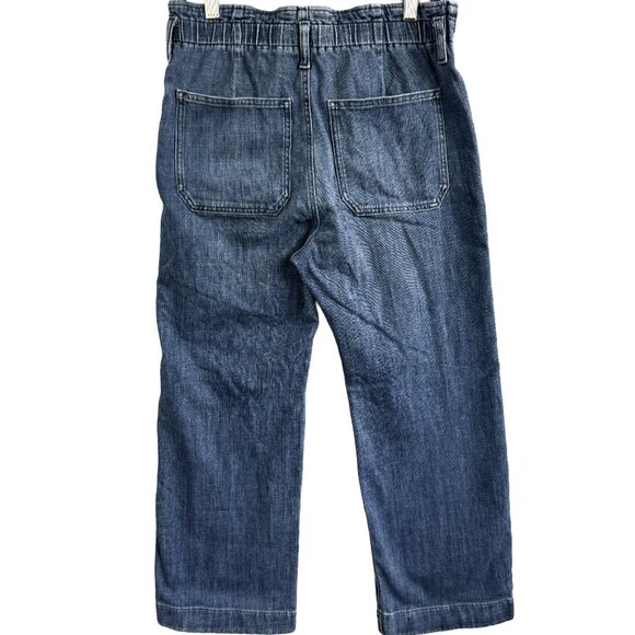 J.Crew Women’s Light Wash Denim Wide Leg Pants Pull‑On Elastic Waist Size 27 - Picture 2 of 11